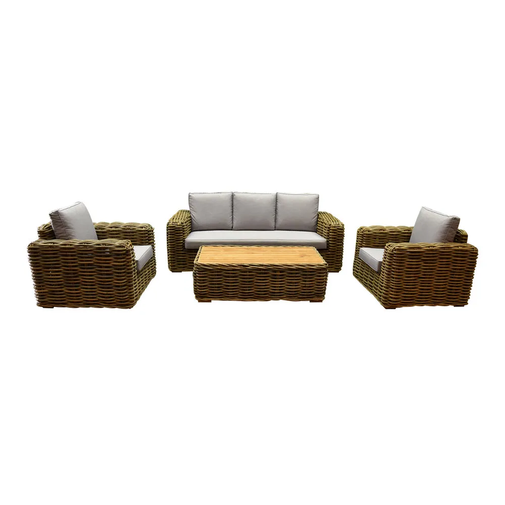 AVHCOLLECTIE SUMATRA STOELBANK 4DELIG LOUNGESET NATUREL ROTAN
