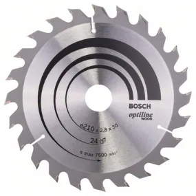 Cirkelzaagblad Optiline Wood 210x30mm T24 Bosch 2608640621