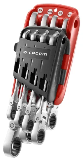 Facom set van 8 scharnierende steekringratelsleutels in houder – inch – 467F.JPU8