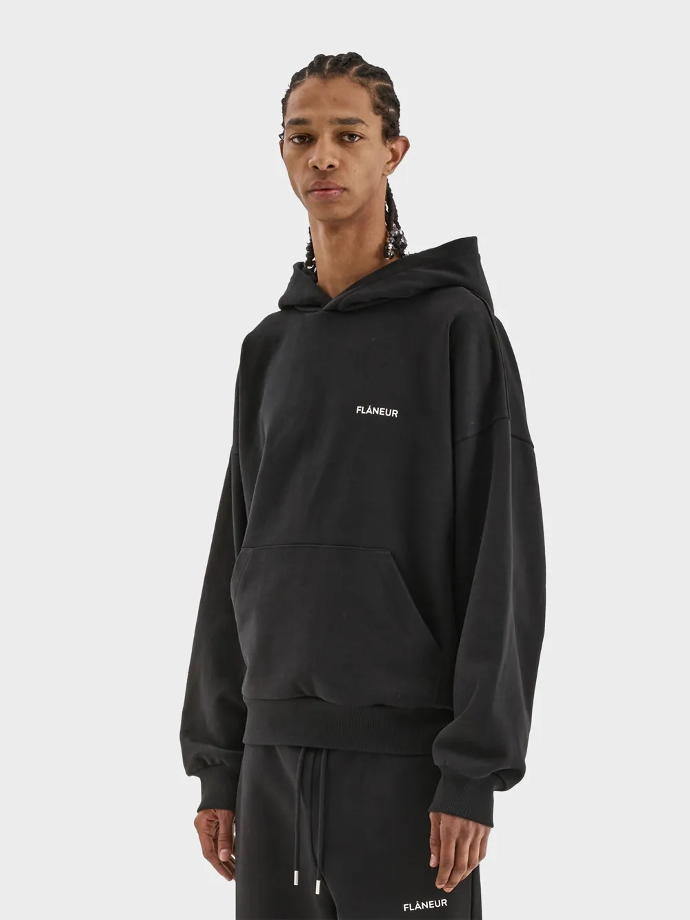 Flâneur Hoodie Logo Essential Zwart