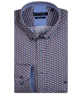 Giordano Regular Fit 227021-30 Giordano Regular heren overhemd donkerblauw rood fietsen print