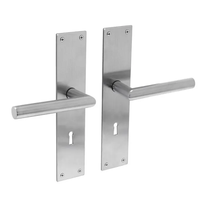 INTERSTEEL Deurkruk recht Hoek 90° ø19mm met langschild 250x55x2mm SL72 mm rvs