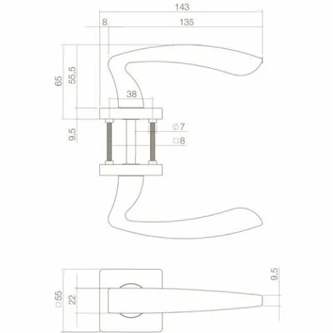 Intersteel Deurkruk Zeus op vierkant rozet mat zwart
