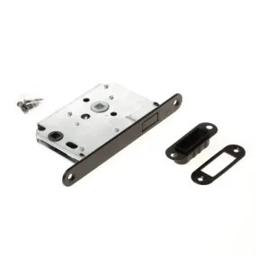 Intersteel magneet woningbouw badkamer/toilet slot 63/8mm met zwarte voorplaat 20X175 mm, inclusief sluitkom