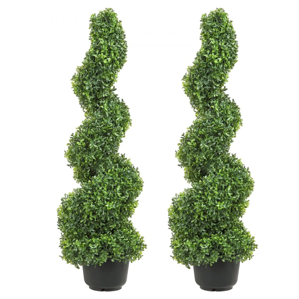 VEVOR 2 stuks kunstbuxus toren vormsnoei spiraal kunstplant 122 cm hoog decoratieve plant groene kunststof plant van PE ijzer vo