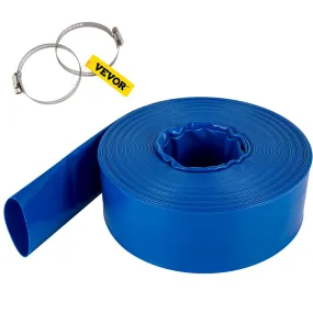 VEVOR afvoerslang 76 mm x 32 m platte PVC-slang zware terugspoelafvoerslang met klemmen weerbestendig en barstbestendig ideaal v