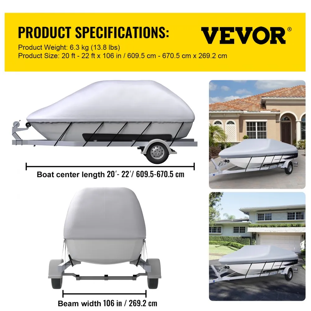 VEVOR BOOTZEIL WATERDICHT 610670CM BOOTAFDEKZEIL 600D OXFORDSTOF WATERDICHTE BOOTAFDEKKING MET PVCCOATING, VERSTERKTE RIEMEN 