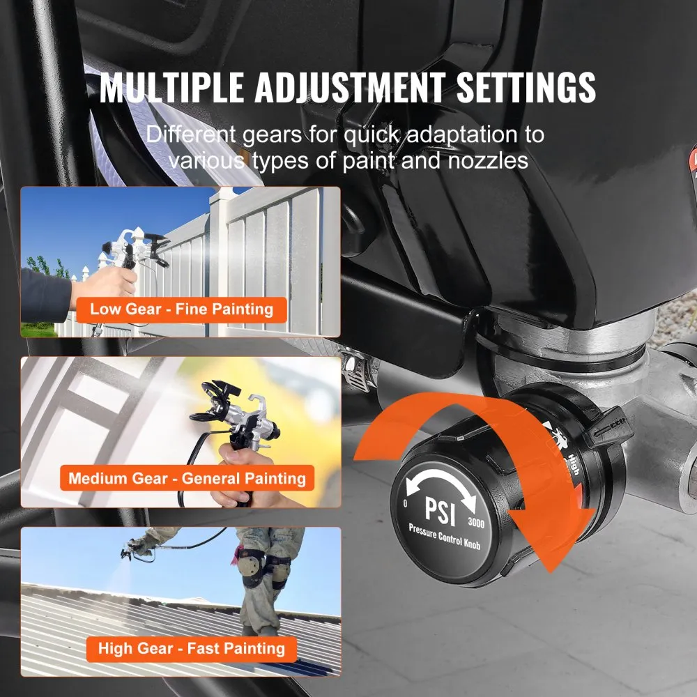 VEVOR draagbaar airless verfspuit, 750 W, 3000 psi, hoog rendement elektrisch spuitapparaat, verfspuiten Spuitverfmachine Hogedr