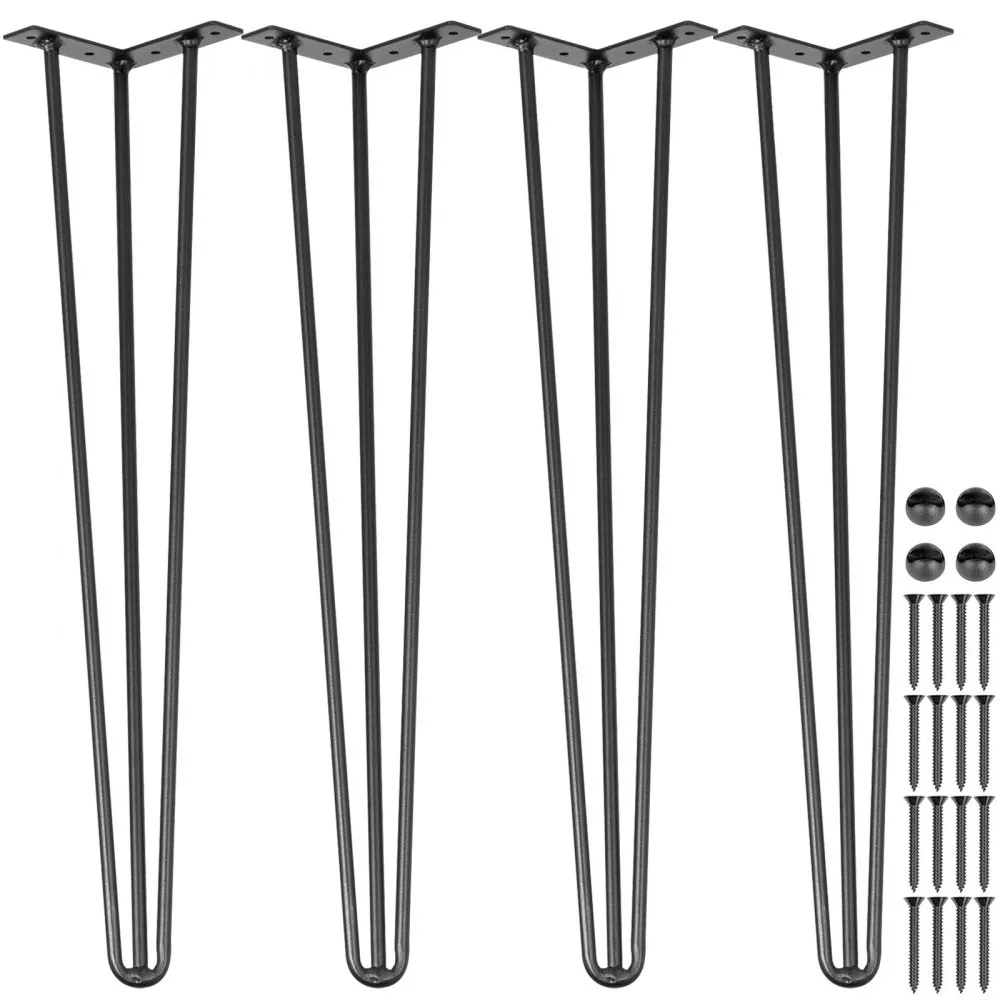 VEVOR Haarspeld Tafelpoten Hoogte 40,6 cm Meubilair Metalen Tafelpoot 3 Staven Bureaupoten Staal Meubelpoten Haarspeld Set van 4