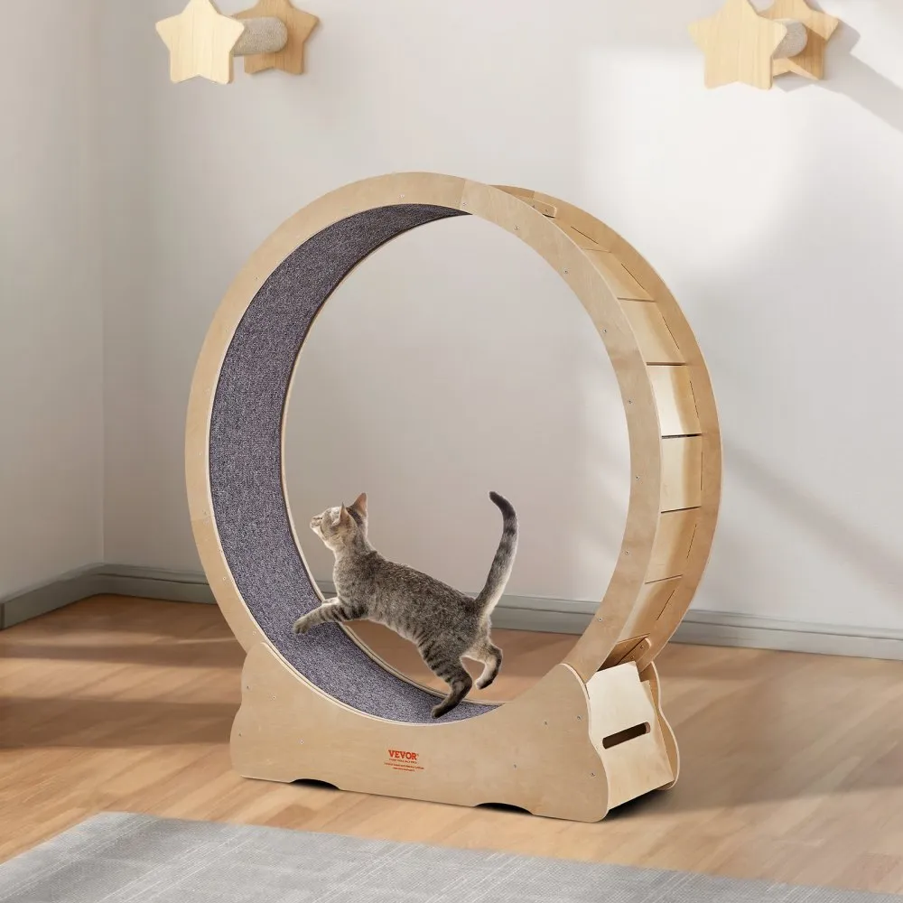 VEVOR KATTENLOOPWIEL 1320X340X1415MM KATTENLOOPWIEL GEMAAKT VAN BERKEN EN POPULIERENMULTIPLEX KATTENWIEL GELUIDSARM UITNEEMBARE