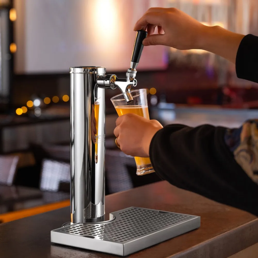 VEVOR Kegerator Tower Kit, Single Tap Beer Conversion Kit, roestvrijstalen vat biertorendispenser met dubbele meter W21.8 regela