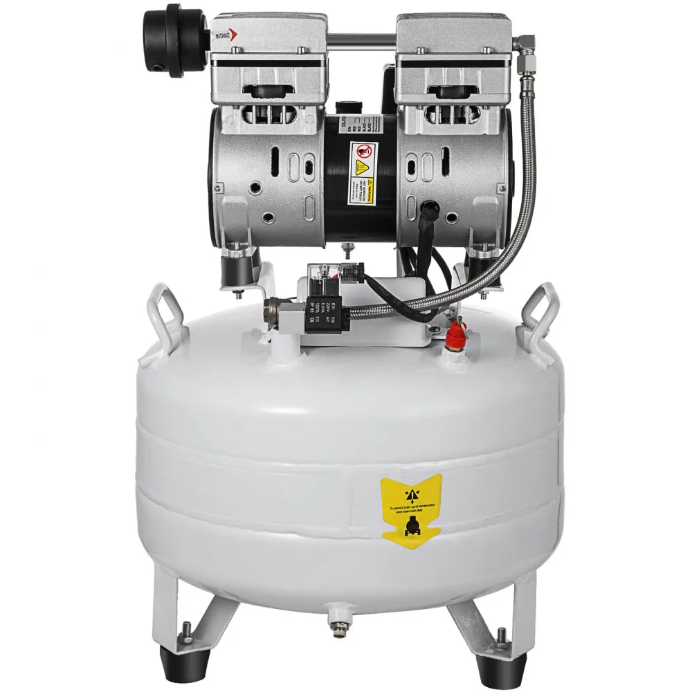 VEVOR Luchtcompressor Stille Compressor Olievrije Compressor Pomp Draagbaar 850 W Bandenpomp Olievrije 8 Bar Olievrije Draagbare