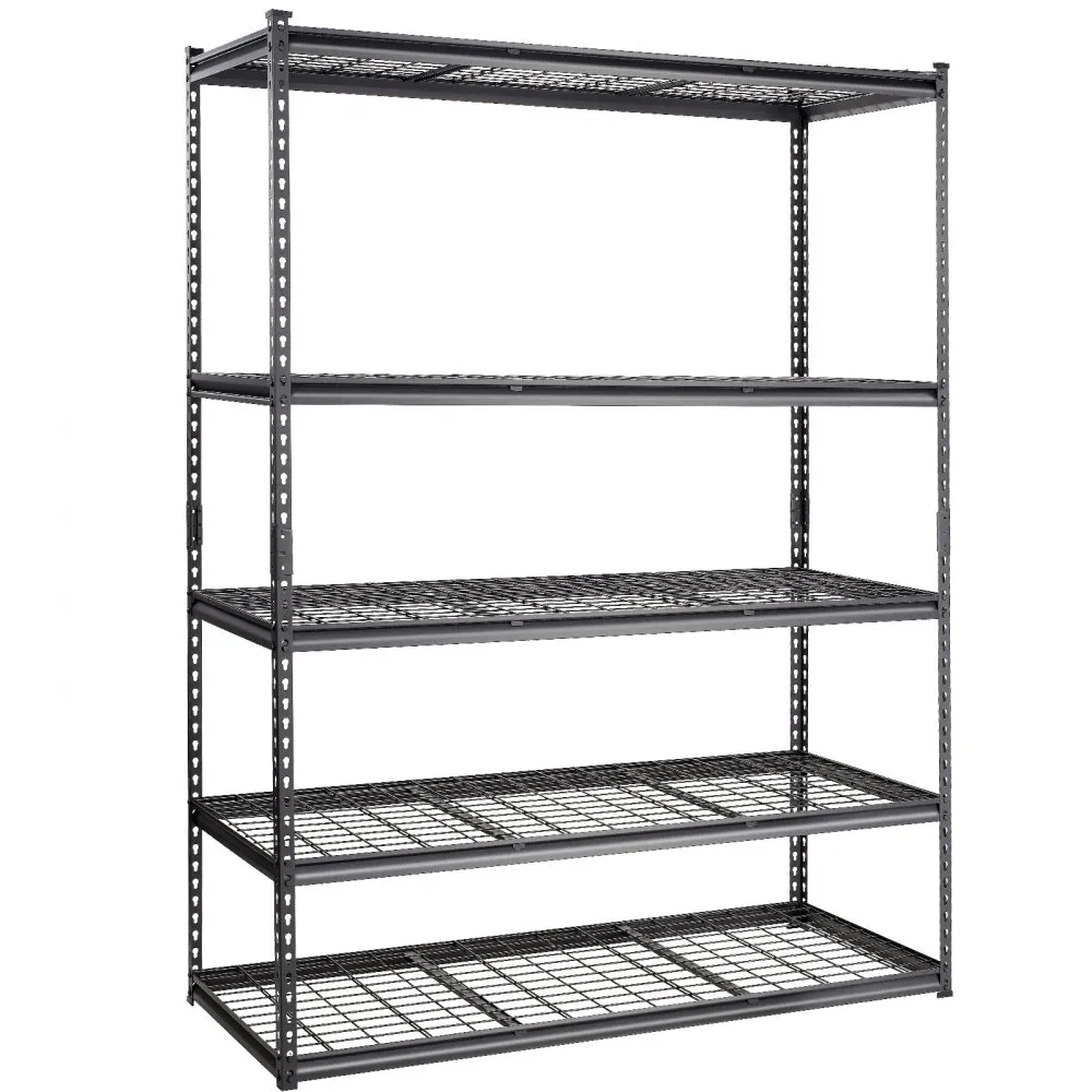 VEVOR opbergrek 5 niveaus verstelbaar 2000lb capaciteit garageplanken metalen organisator draadplank zwart 60" x 24" x