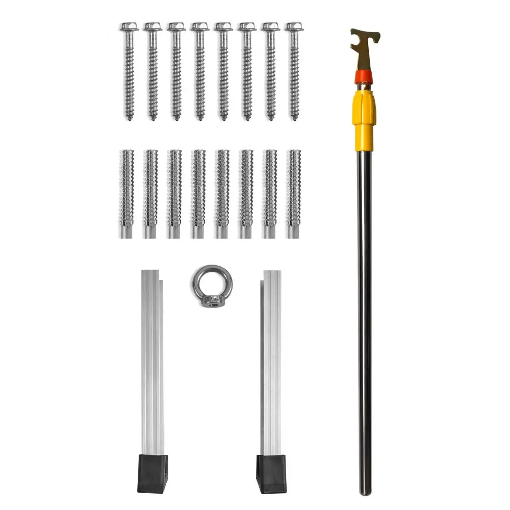 VEVOR telescoopladder 158,8 kg trap 12 treden installatiehoogte van 290 tot 300 cm of 341 tot 366 cm vouwladder aluminium + hout